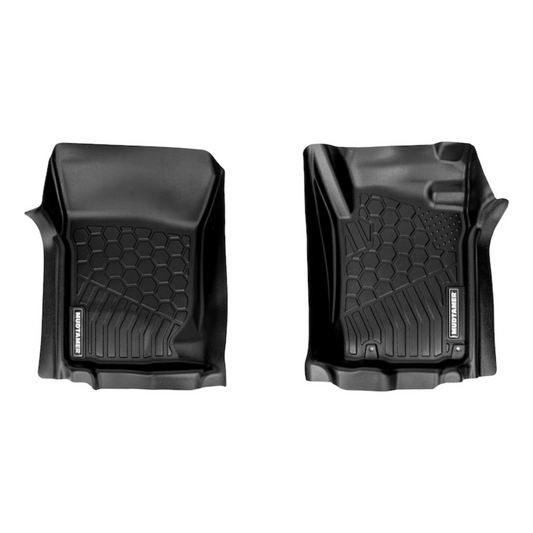 Front set of MUDTAMER floor mats for a Mitsubishi Triton on a white background