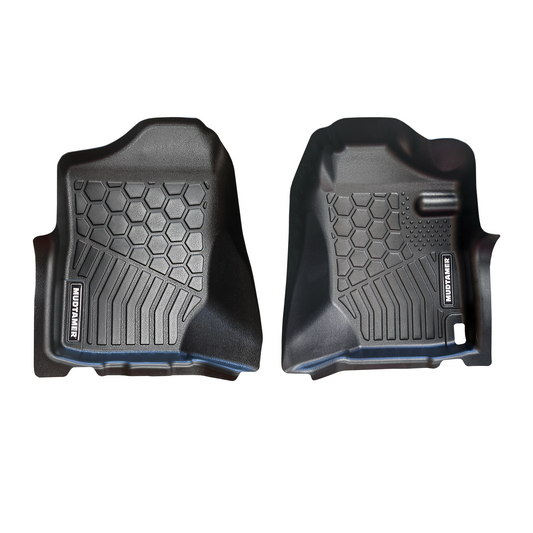 Front set of MUDTAMER floor mats for a Suzuki Jimny on a white background