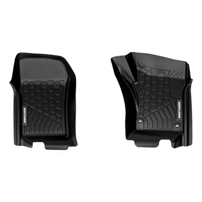 Front set of MUDTAMER floor mats for the Toyota Landcruiser 78 Series Wagon on a white background