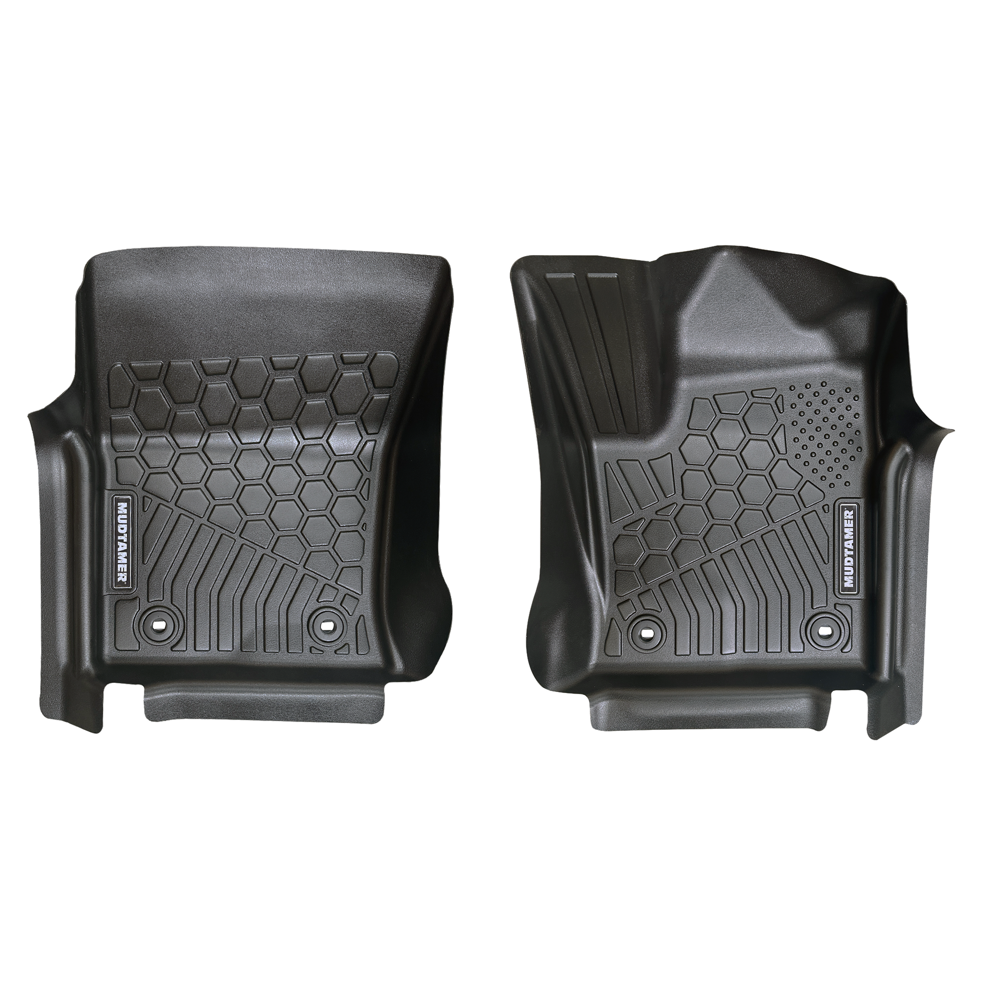 Front set of MUDTAMER floor mats for the Toyota Landcruiser 300 Series on a white background